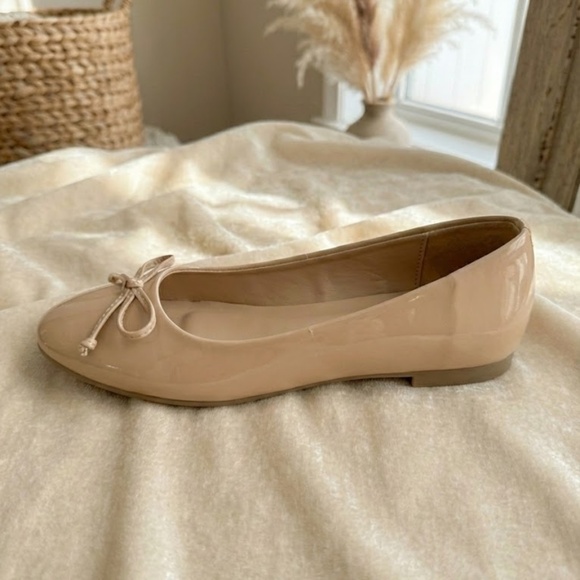 Pazzle Nude Patent Ballet Flats with Bow Slip On - Picture 5 of 5